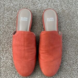 Eileen Fisher Women's Salmon/ Orange color, Suede Mules Size 6.5